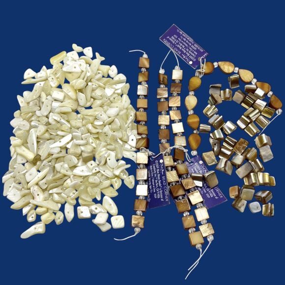 Mixed Lot Shell Beads Jewelry Crafts Mother Of Pearl Nugget Chip Teardrop Square - Picture 9 of 10